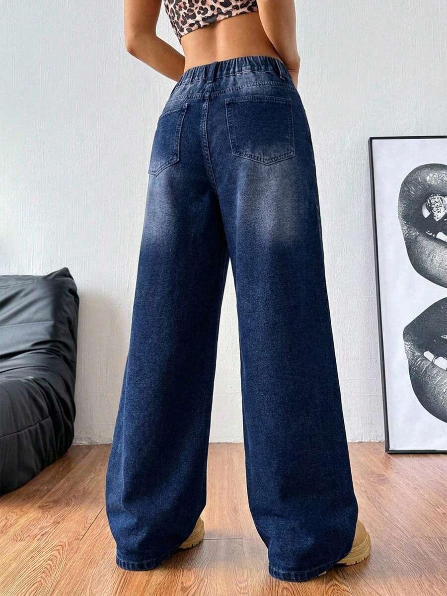 GRANATOWE SPODNIE JEANS
