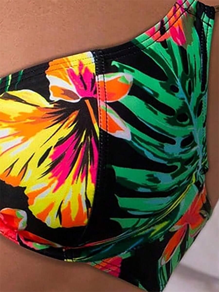 góra od bikini wzór roślinny 