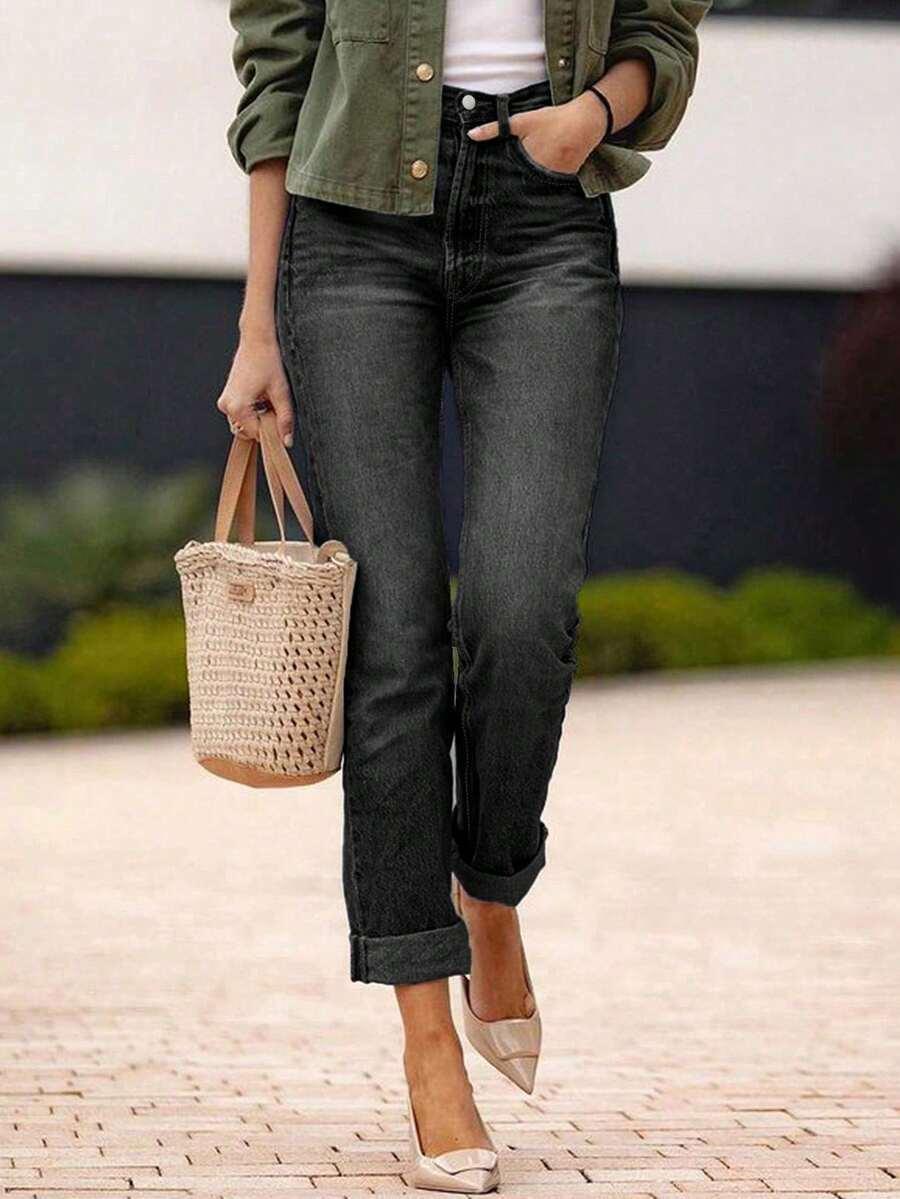 CZARNE SPODNIE JEANS