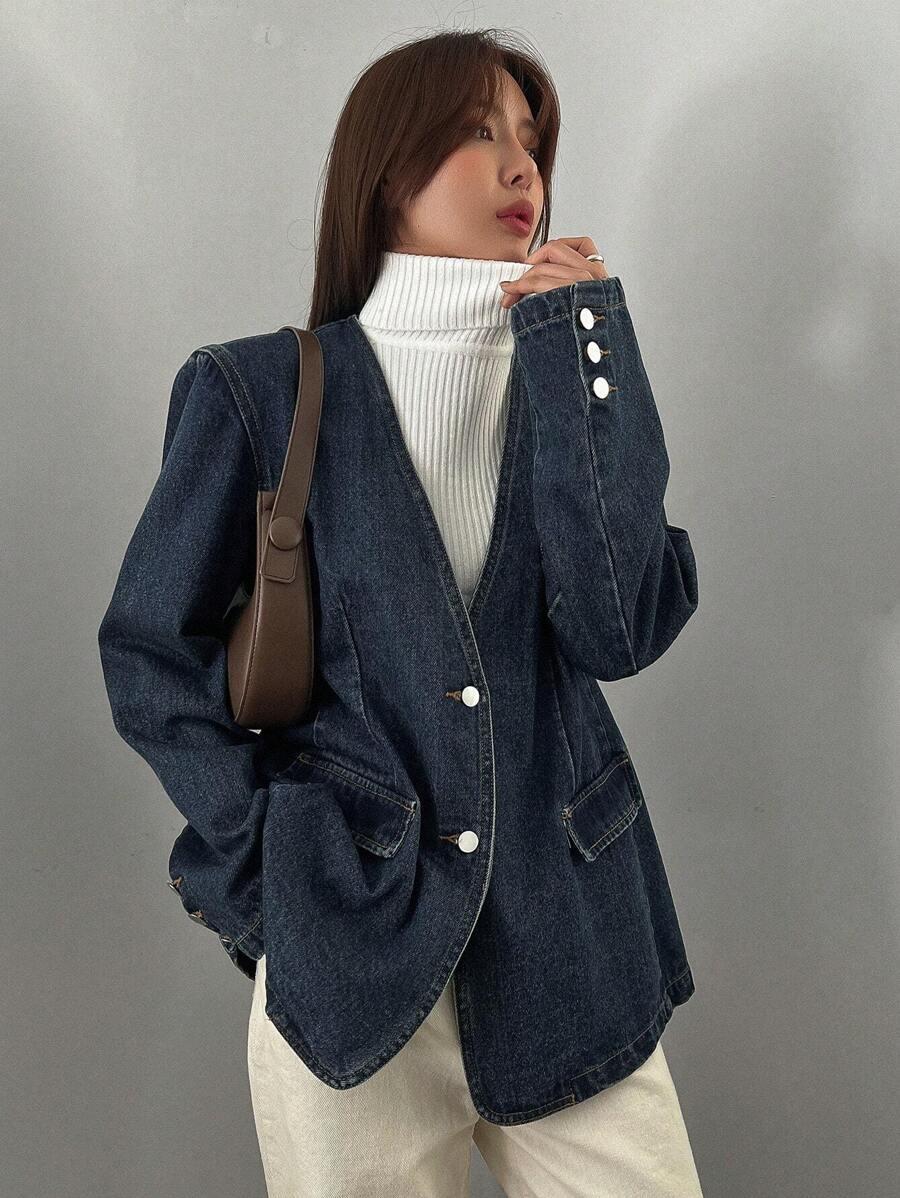 GRANATOWA KURTKA JEANS 
