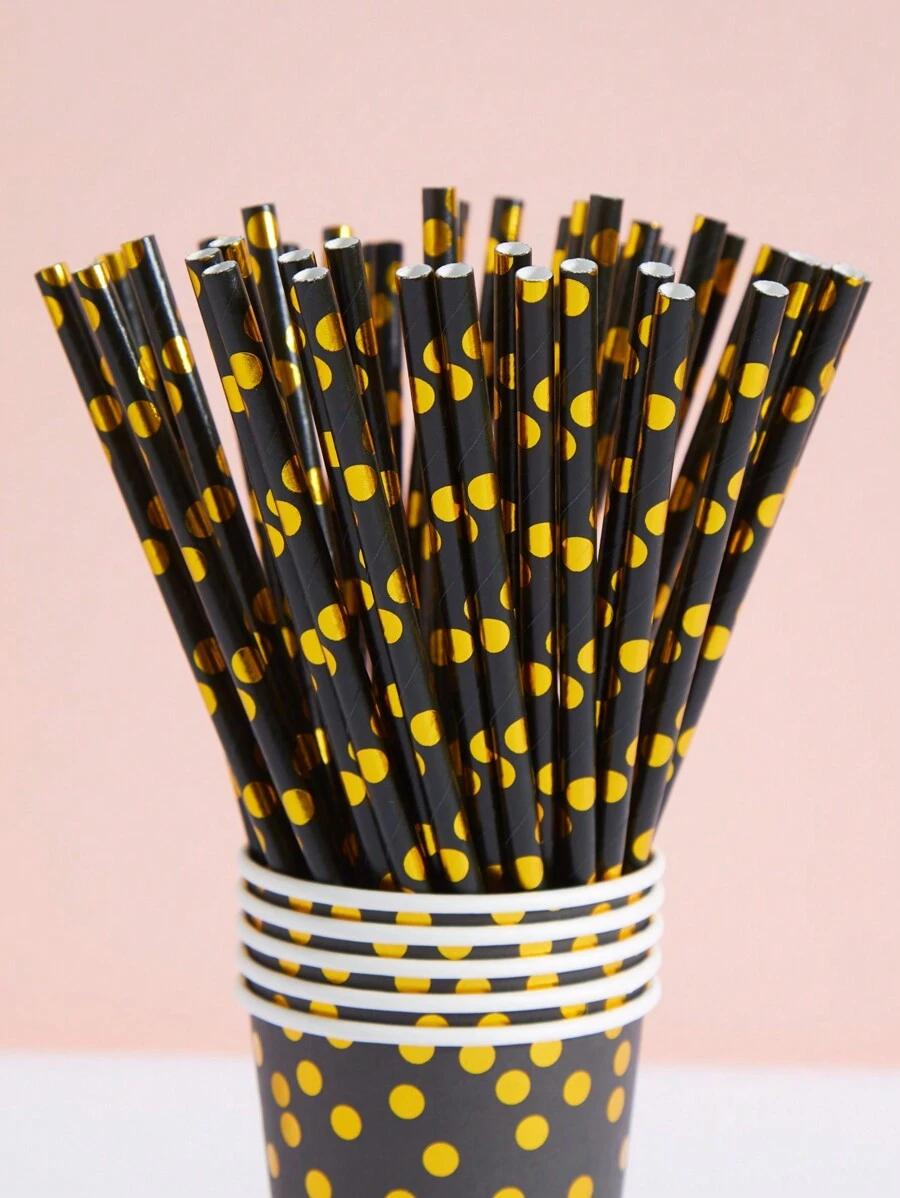 czarna słomka 25-pack