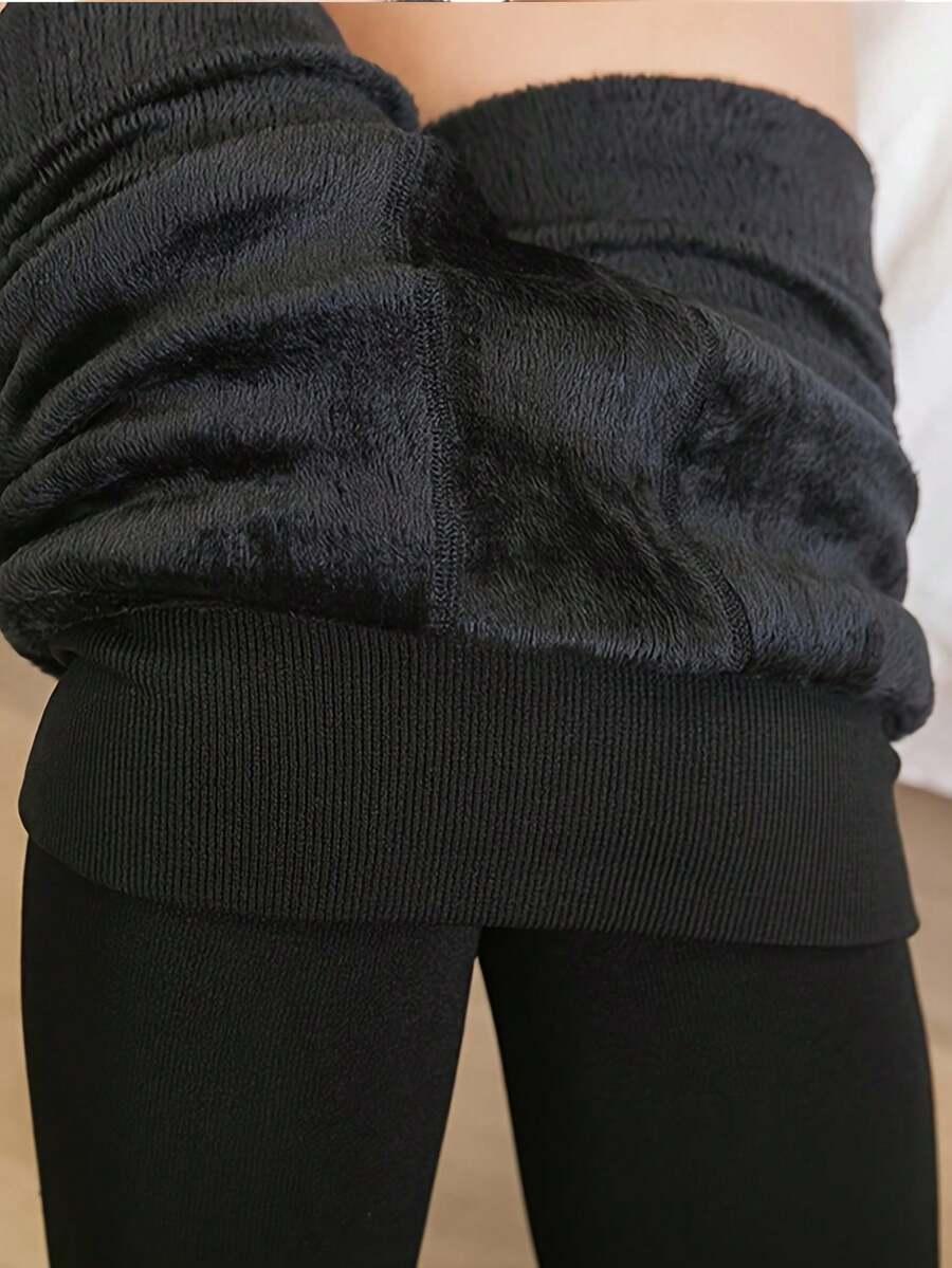 czarne ocieplane legginsy 