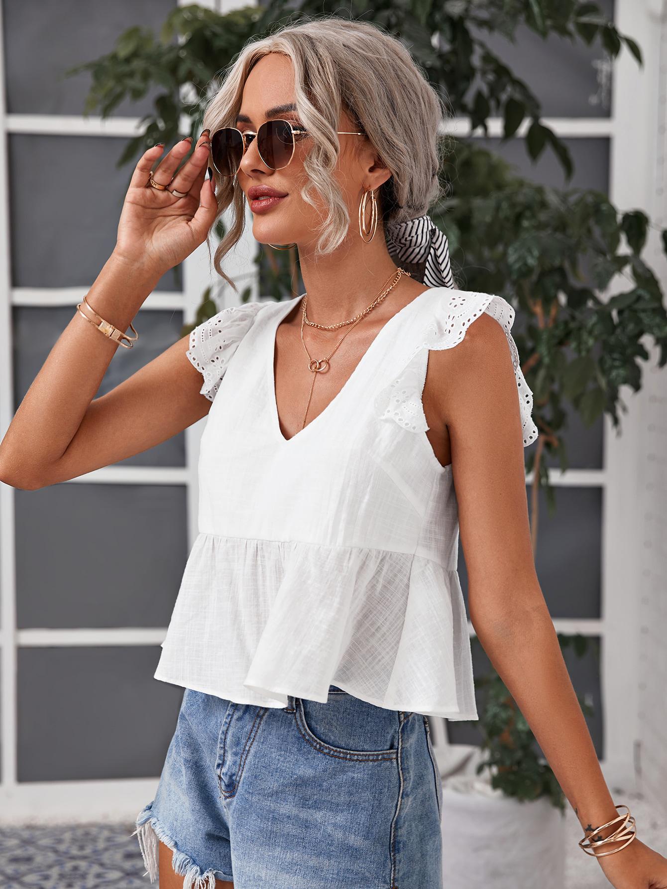 BIAŁA BLUZKA V-NECK
