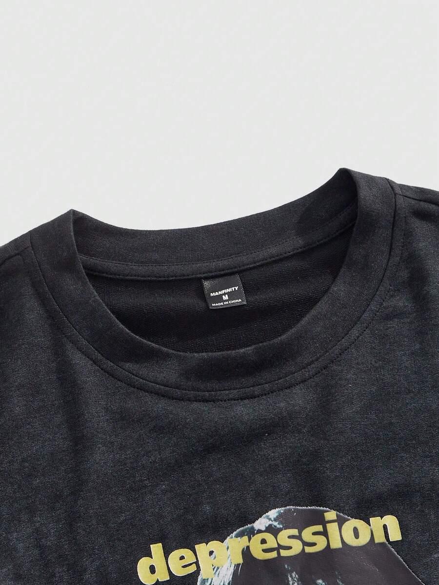 LUŹNY T-SHIRT Z NADRUKIEM