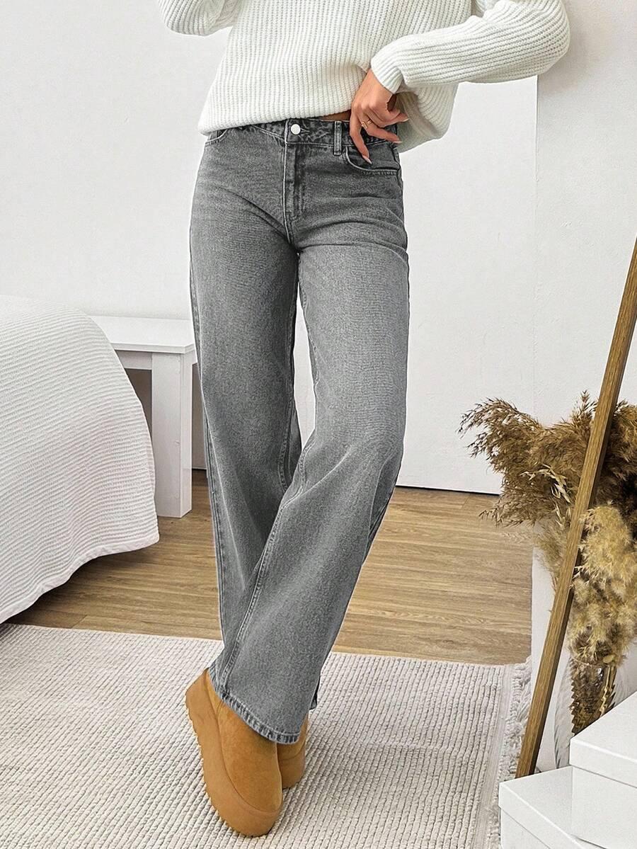 SZARE SPODNIE JEANS