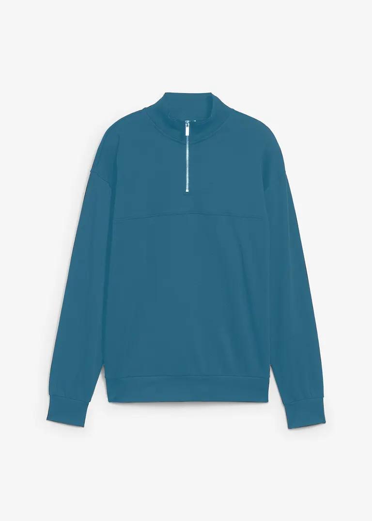 BLUZA NIEBIESKA MĘSKA PLUS SIZE BAWEŁNIANA BEZ KAPTURA