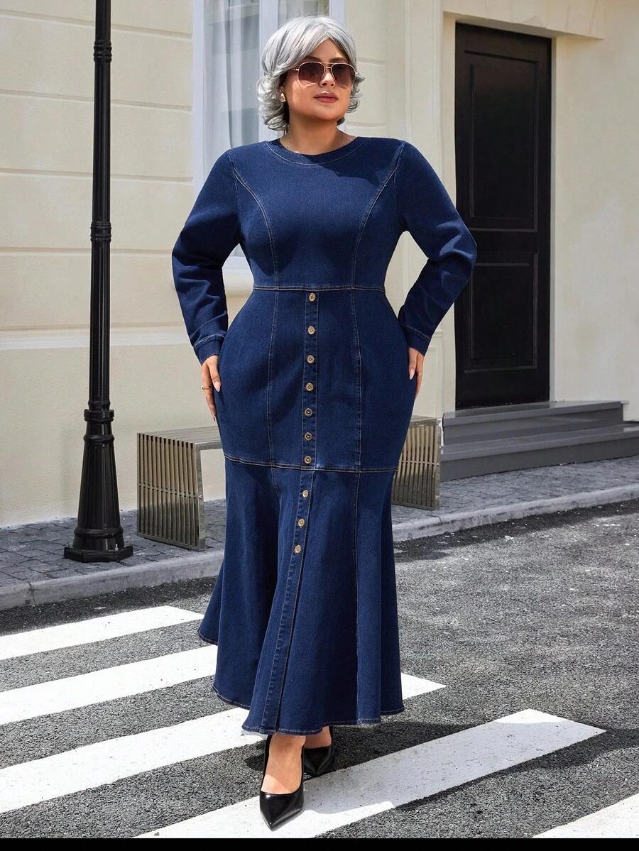 niebieska maxi sukienka jeans 