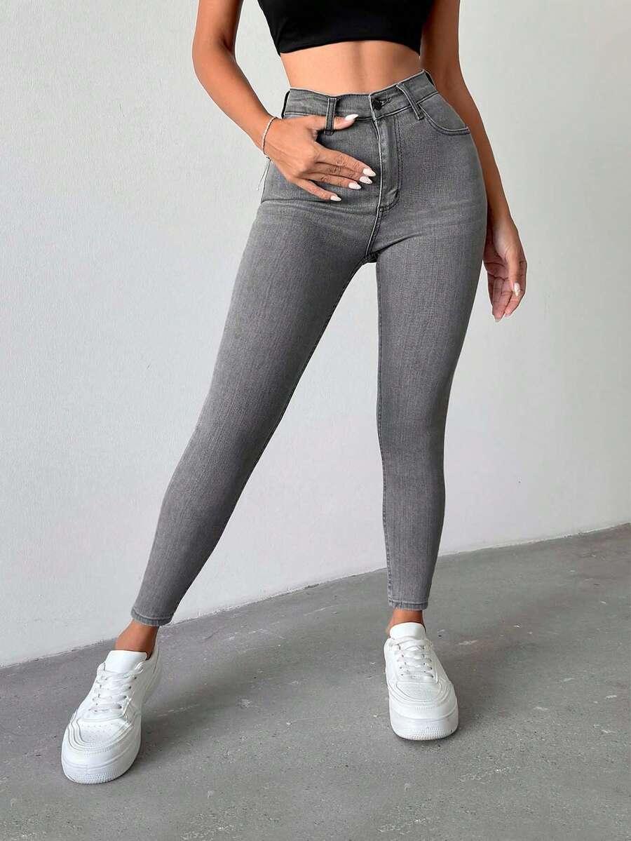 SZARE SPODNIE JEANS