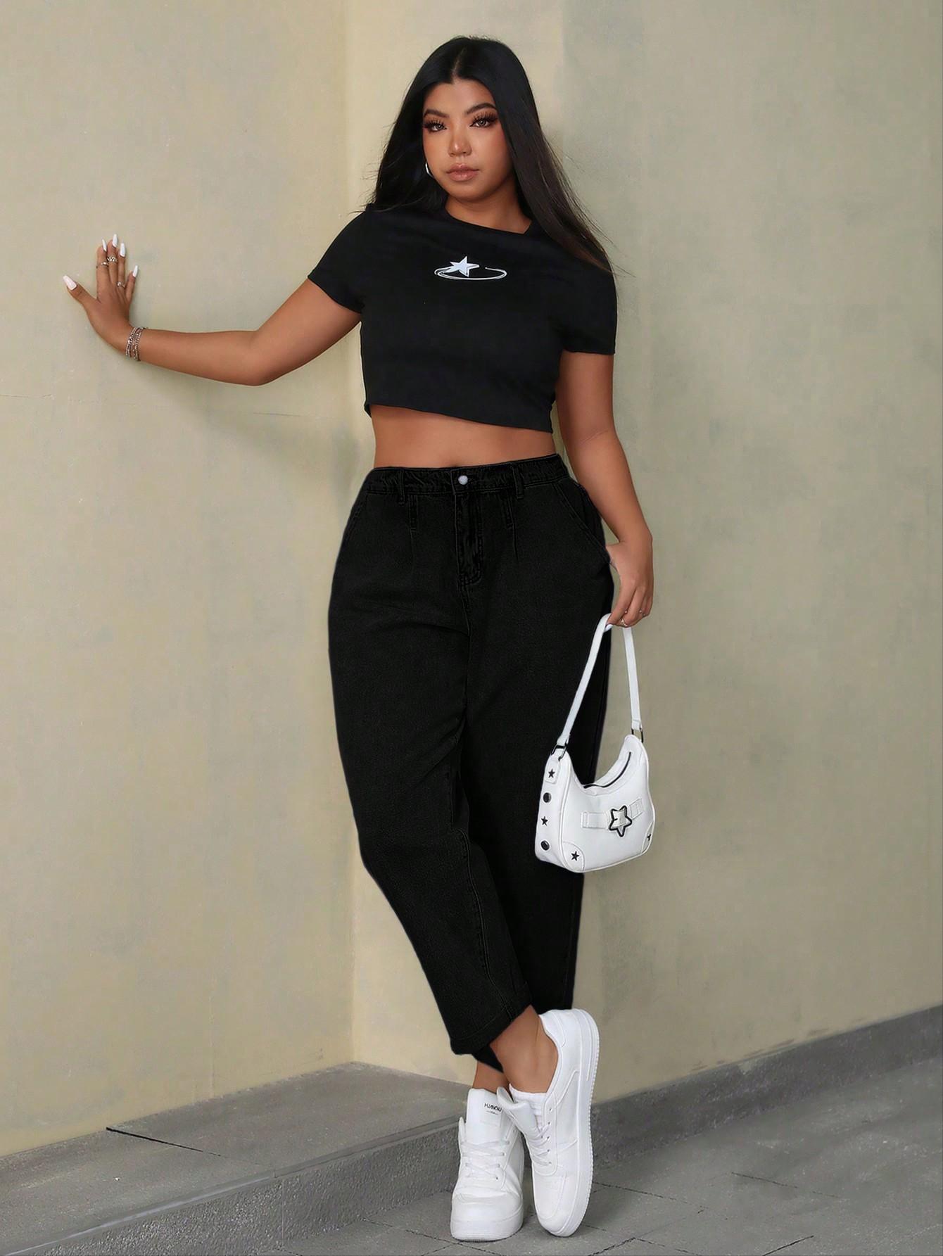 CZARNE SPODNIE JEANS WYSOKI STAN