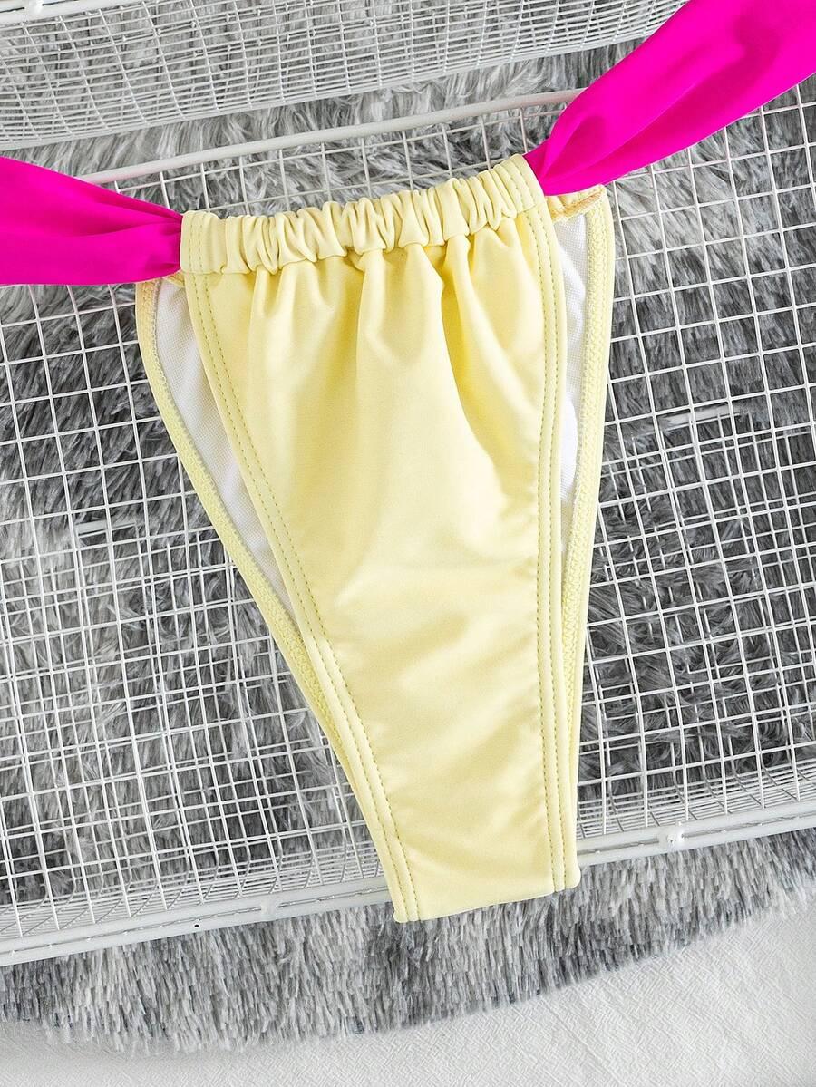 ŻÓŁTY KOMPLET BIKINI KONTRAST