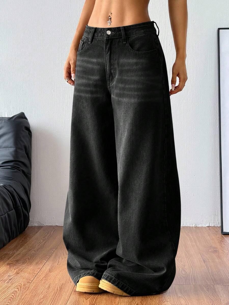 CZARNE SPODNIE JEANS