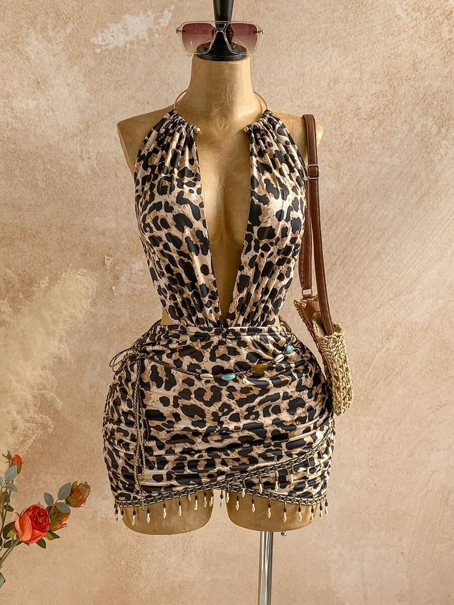 MINI SUKIENKA odkryte plecy ANIMAL PRINT