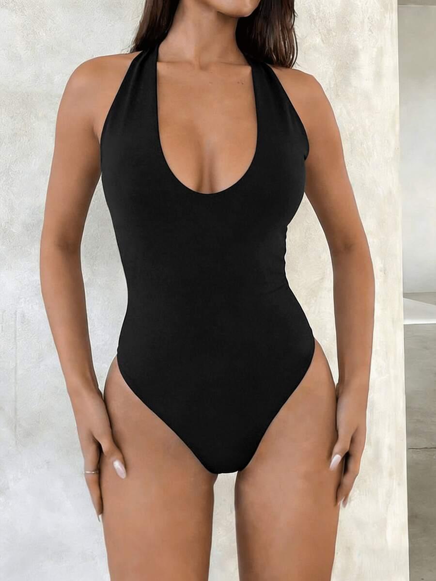 CZARNE BODY ODKRYTE PLECY