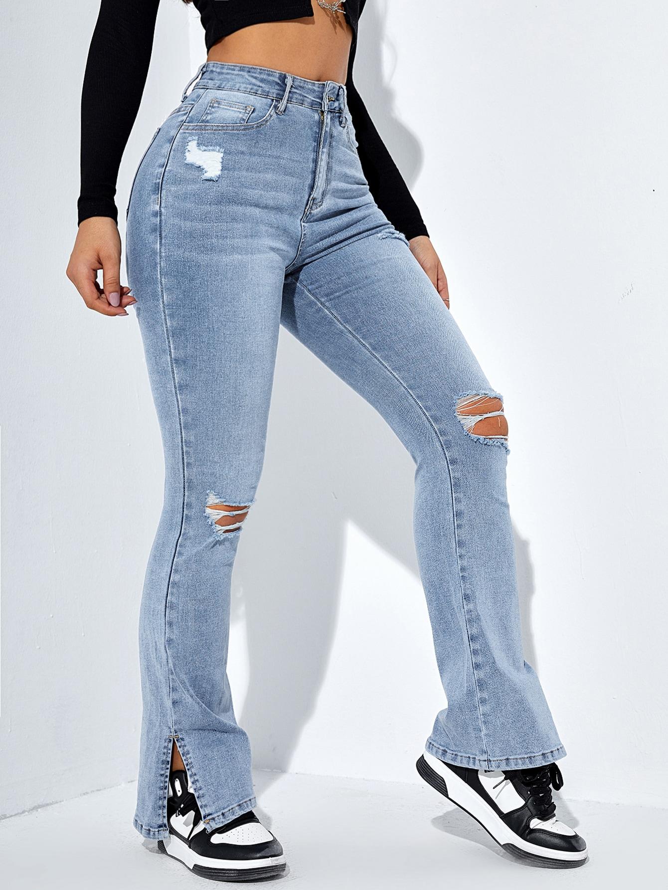 niebieskie spodnie ripped jeans