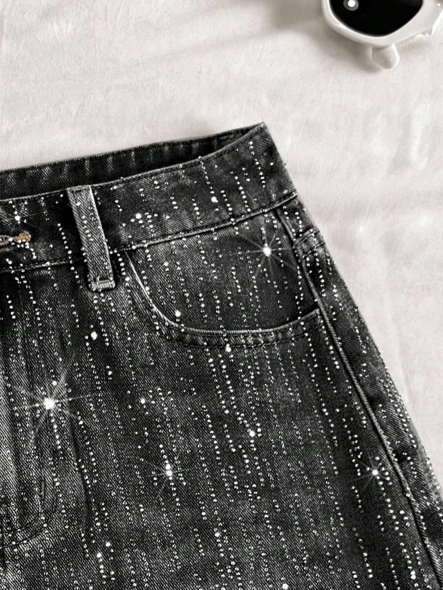 CZARNA MINI SPÓDNICA JEANS ZDOBIENIE