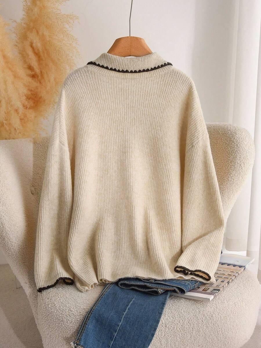 BEŻOWY SWETER KOŁNIERZYK