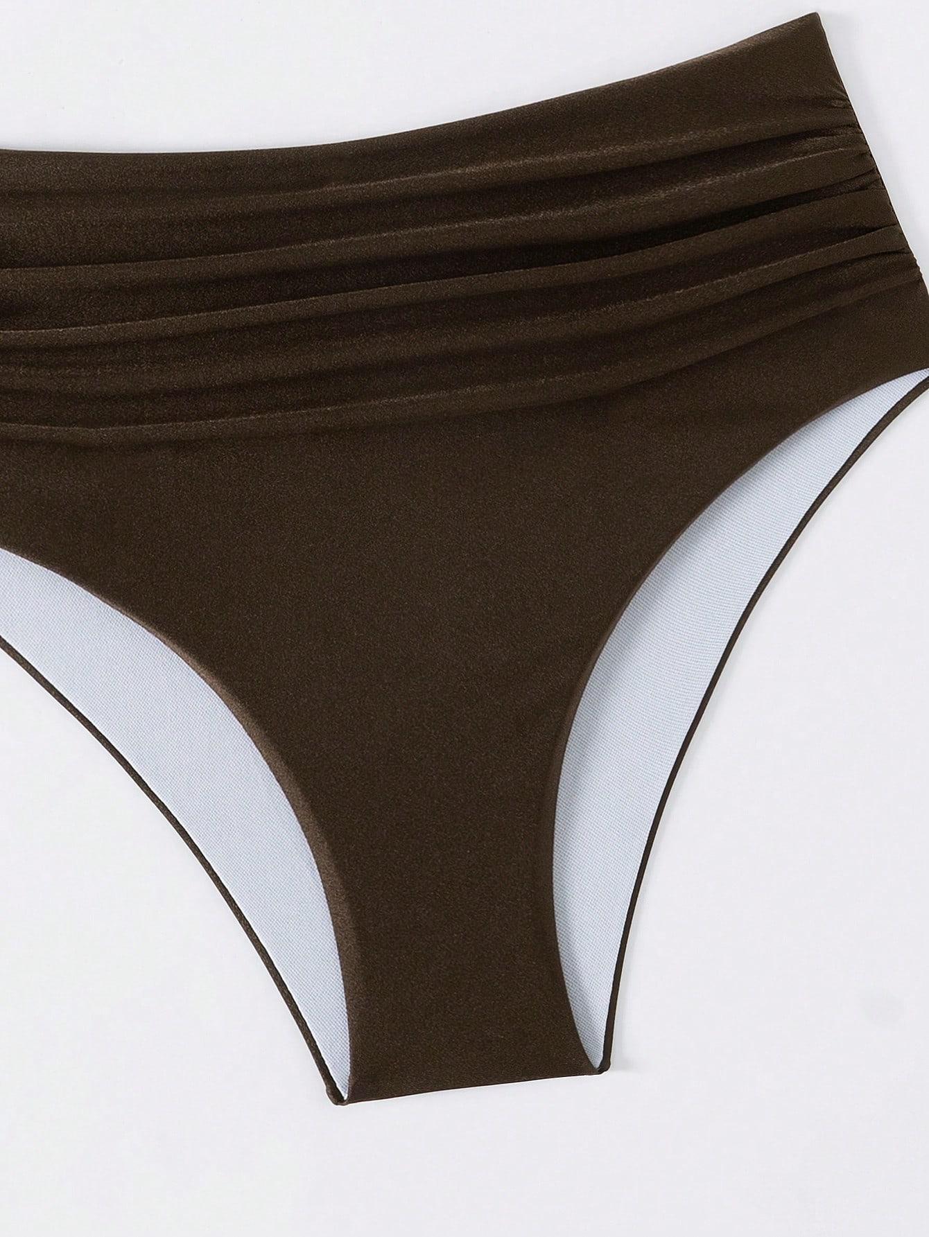 BRĄZOWY DÓŁ OD BIKINI marszczenie