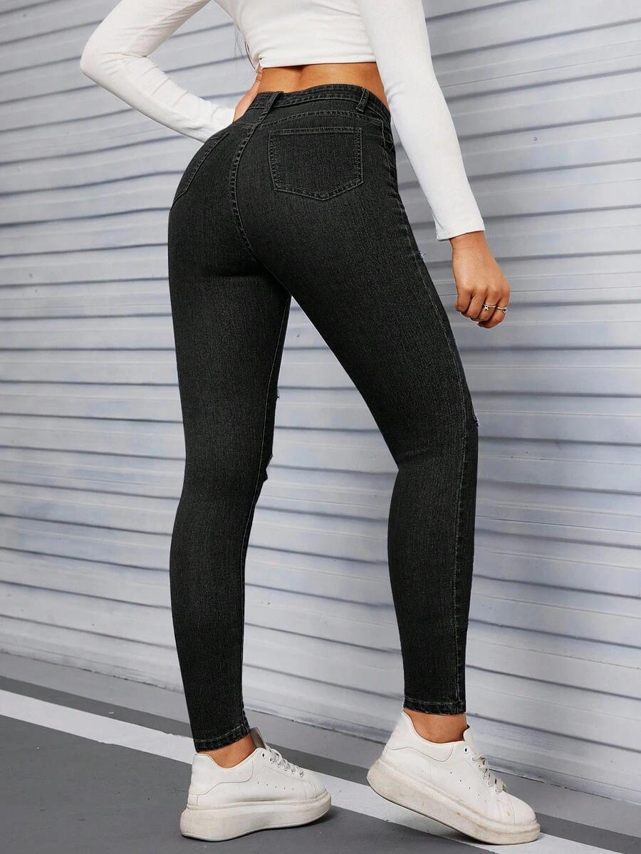 CZARNE SPODNIE JEANS