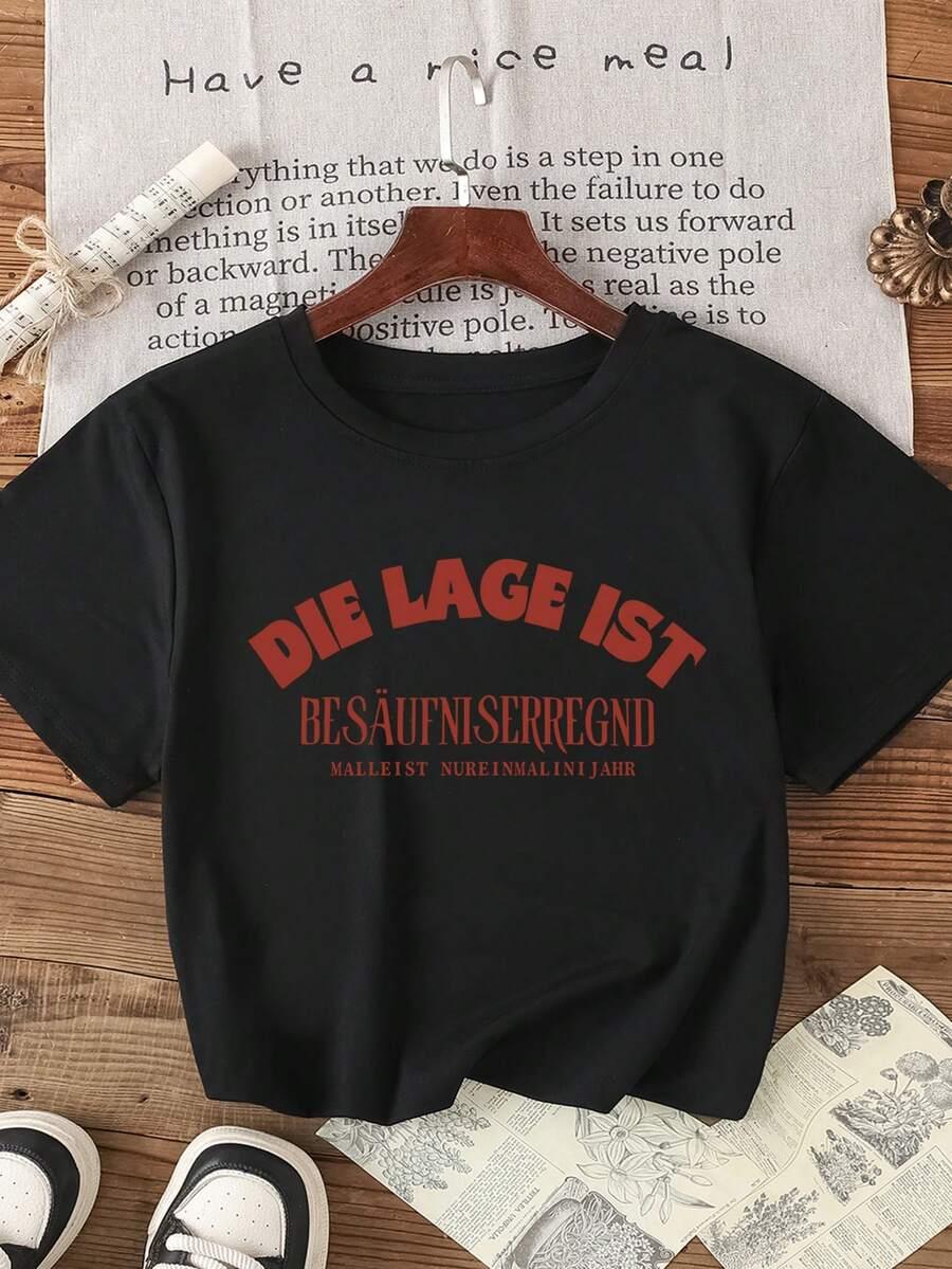 CZARNY T-SHIRT okrągły dekolt 