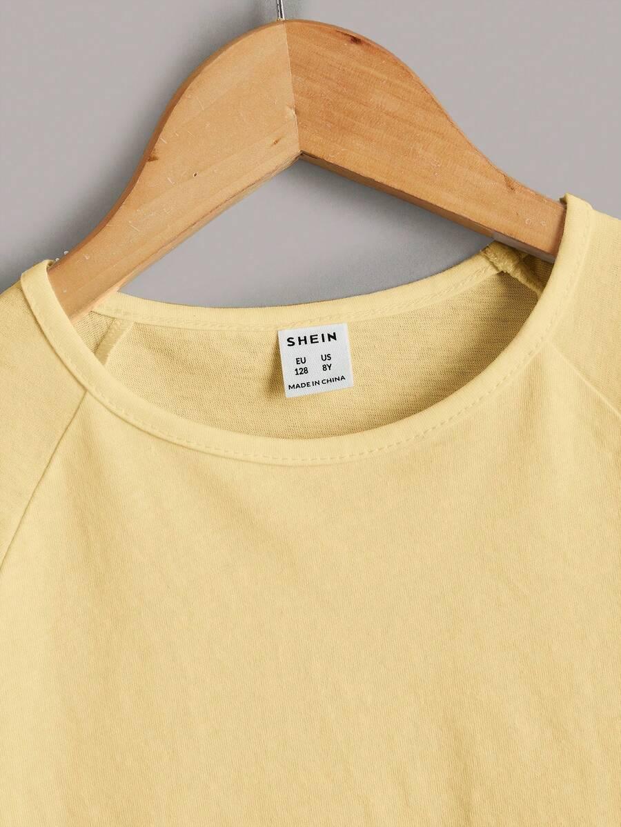 ŻÓŁTY T-SHIRT OKRĄGŁY DEKOLT
