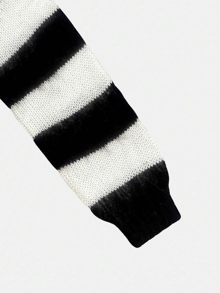 sweter paski fluffy kontrast
