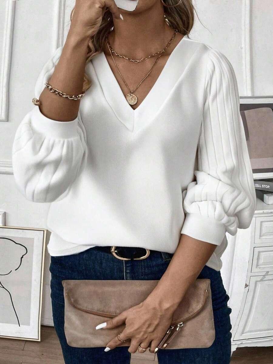 BIAŁA BLUZKA V-NECK 