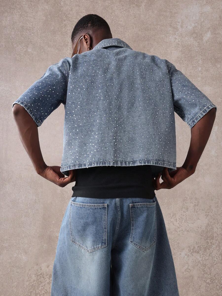 NIEBIESKA KOSZULA JEANS ZDOBIENIE