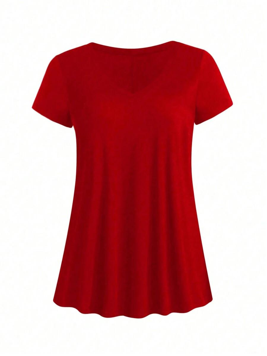 CZERWONY T-SHIRT CASUAL