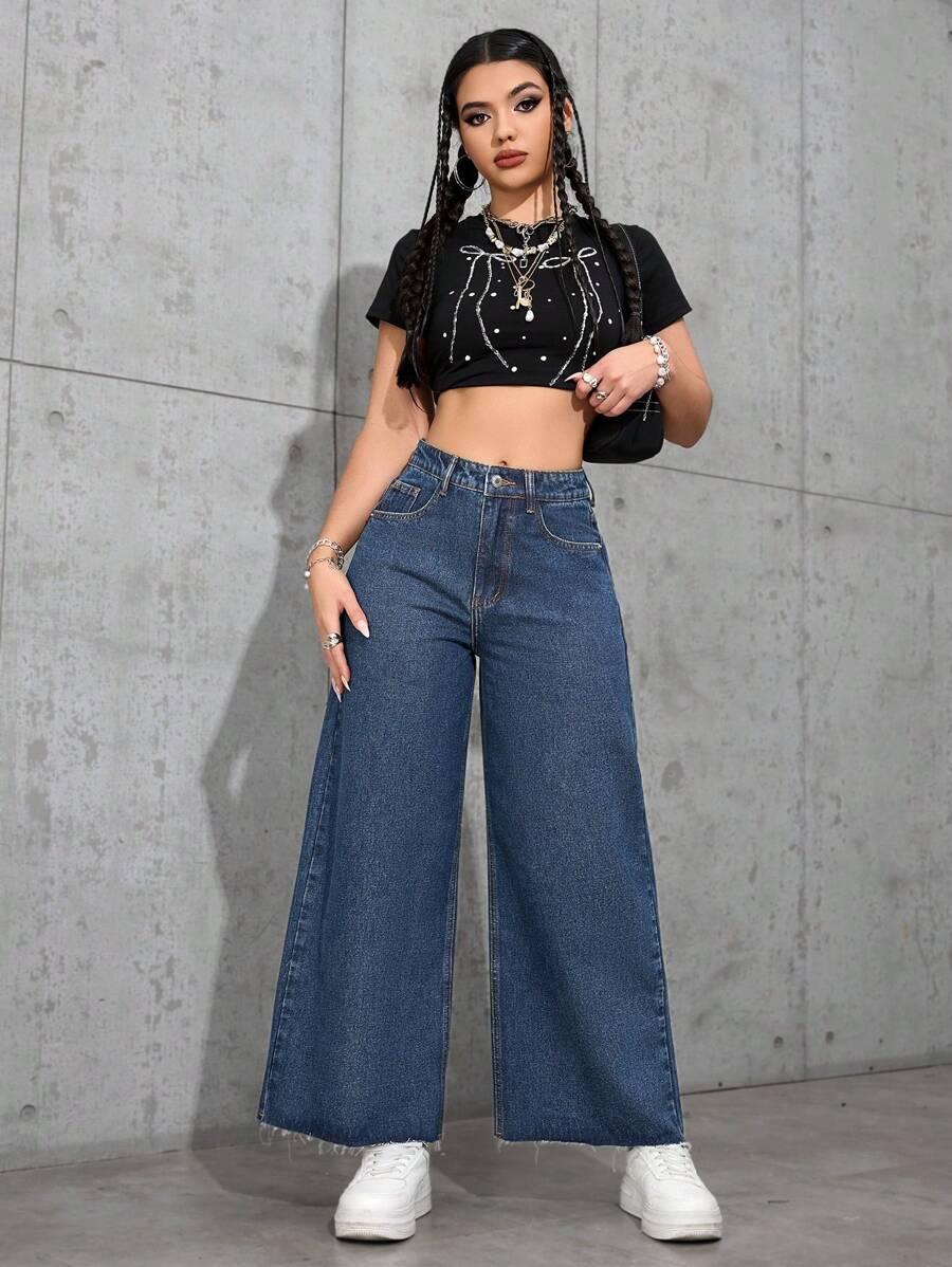 SPODNIE JEANS PROSTE NOGAWKI 