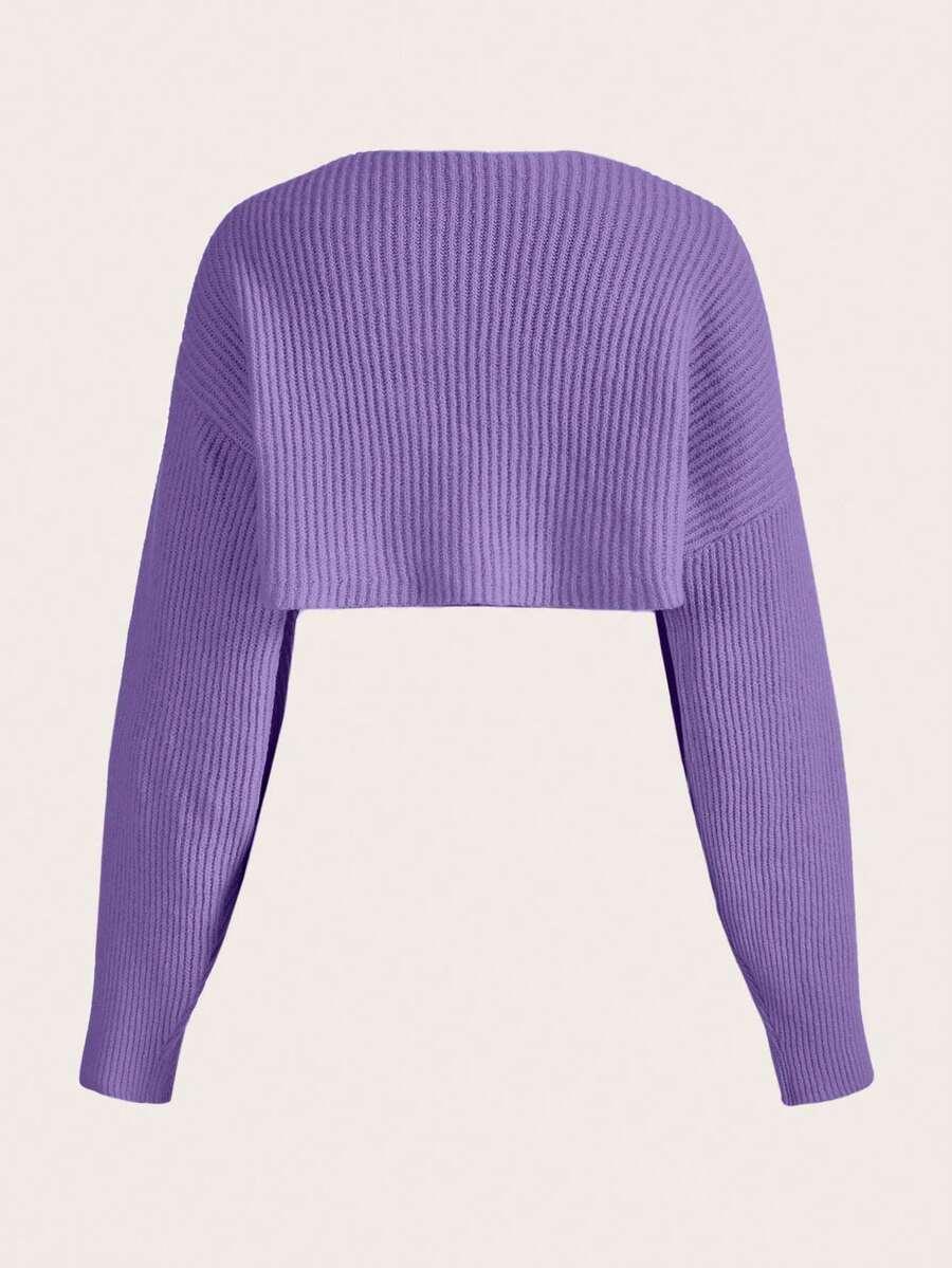 fioletowy sweter narzutka 