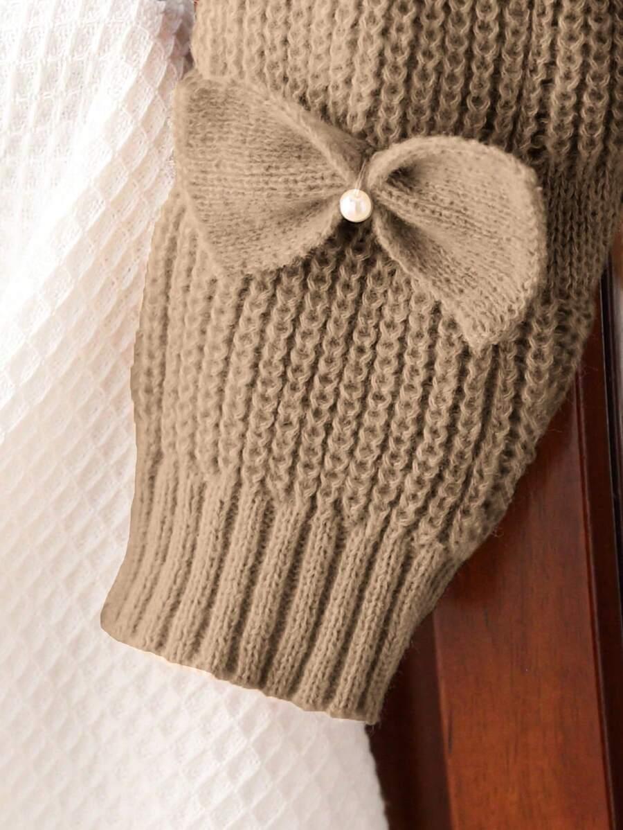 BRĄZOWY SWETER DŁUGI RĘKAW