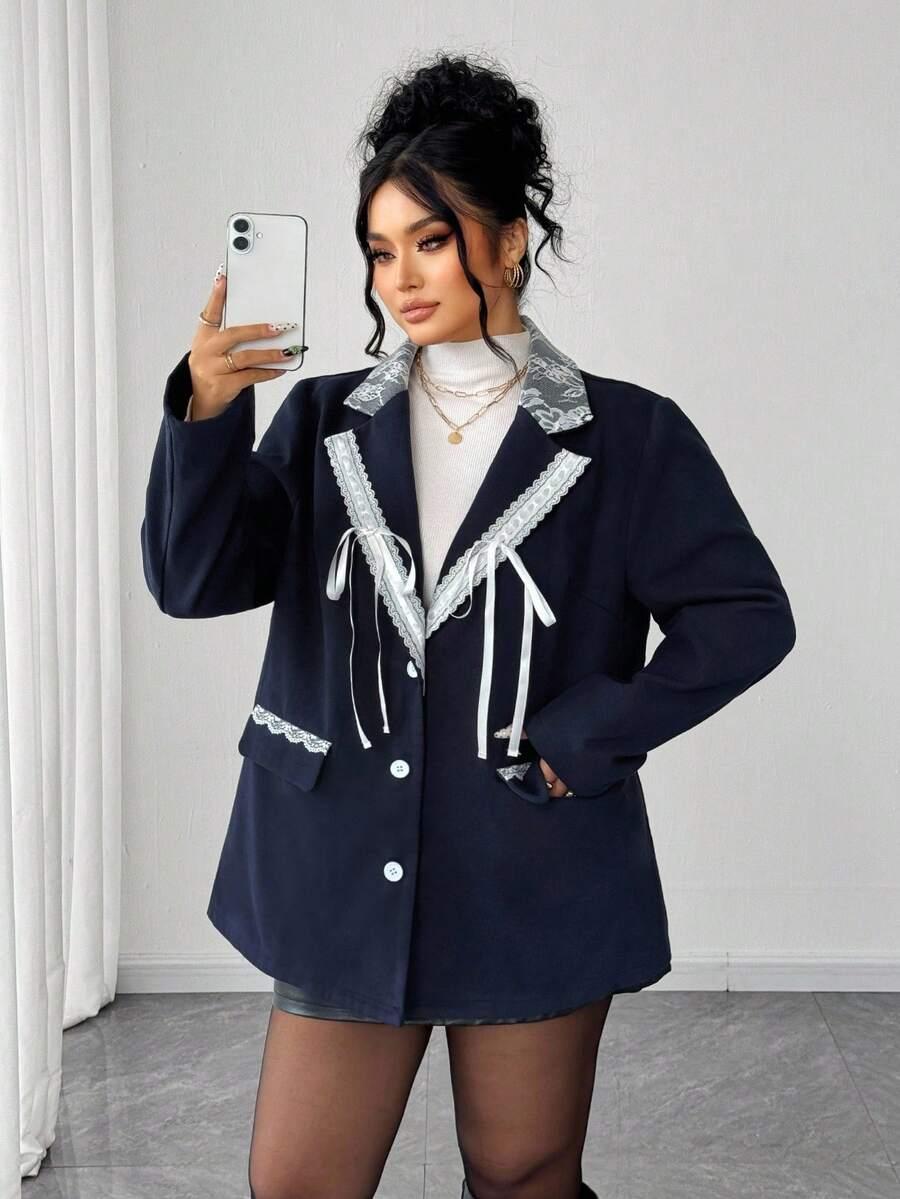MARYNARKA DAMSKA PLUS SIZE Z DŁUGIM RĘKAWEM
