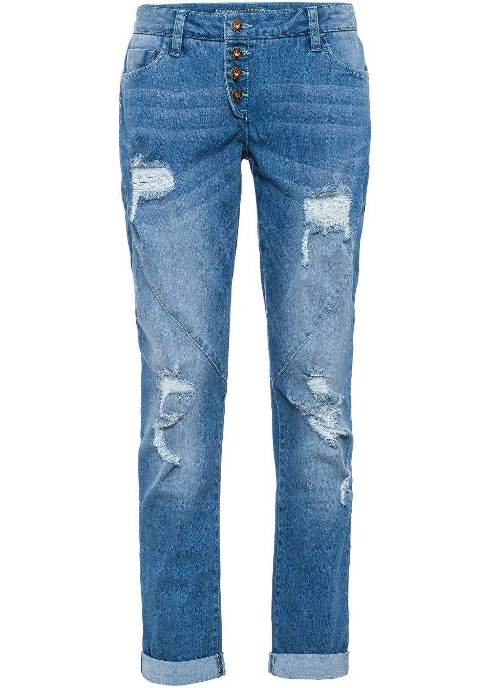NIEBIESKIE SPODNIE JEANS RIPPED BOYFRIEND
