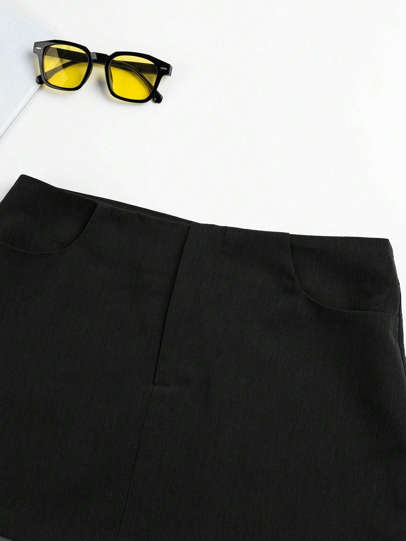 CZARNA MINI SPÓDNICA ZIP