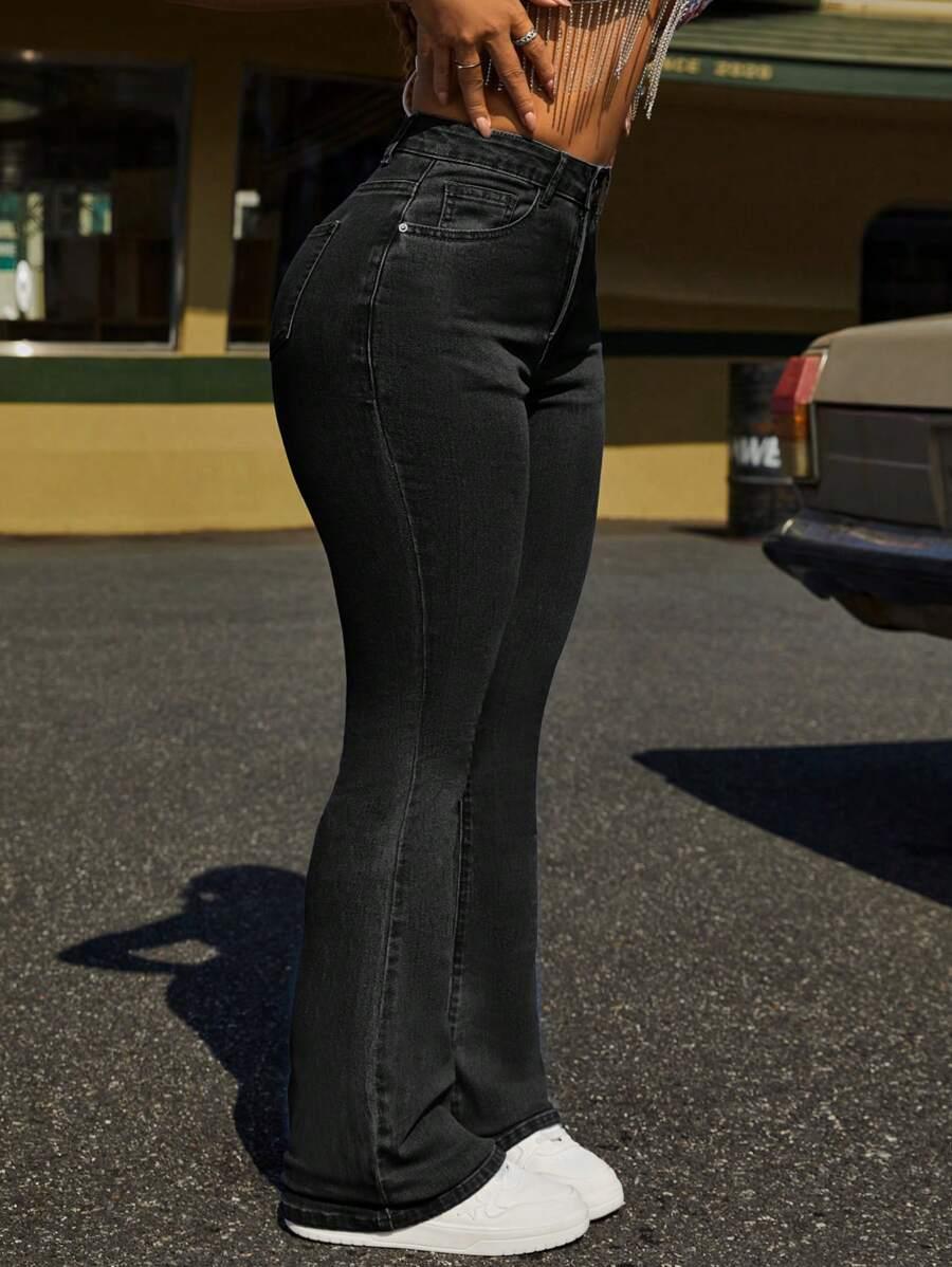 CZARNE SPODNIE JEANS DZWONY
