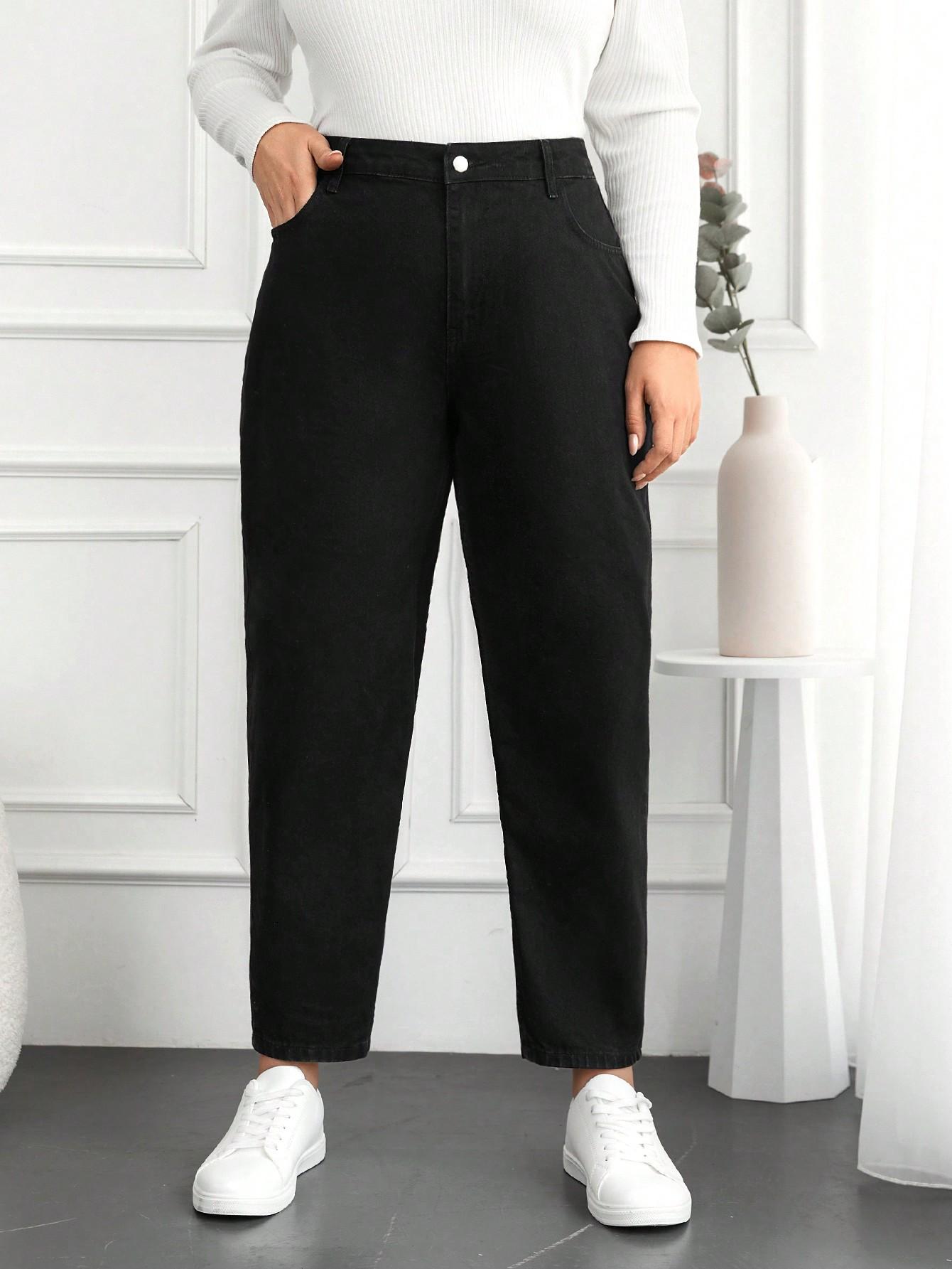 CZARNE SPODNIE MOM JEANS