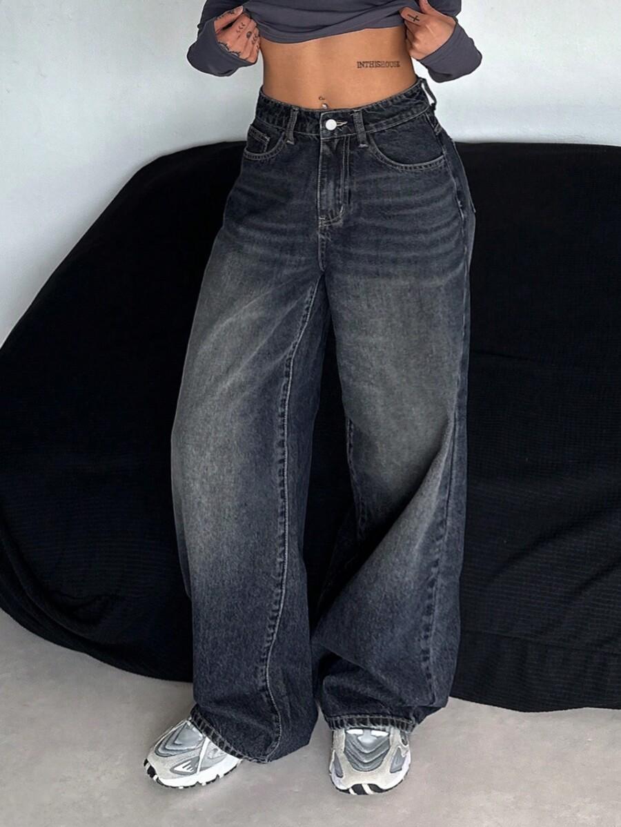 GRANATOWE SPODNIE JEANS 