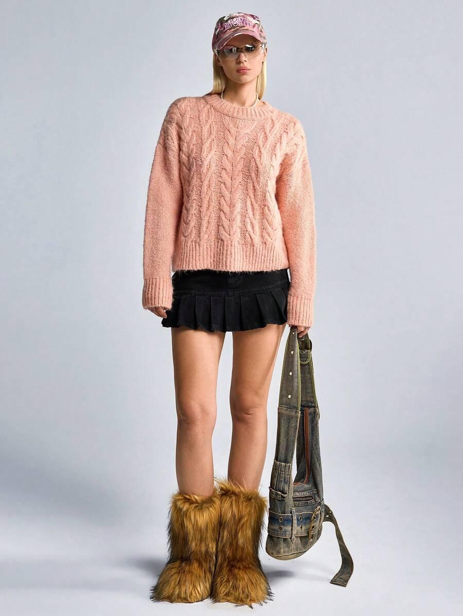 różowy sweter dzianina