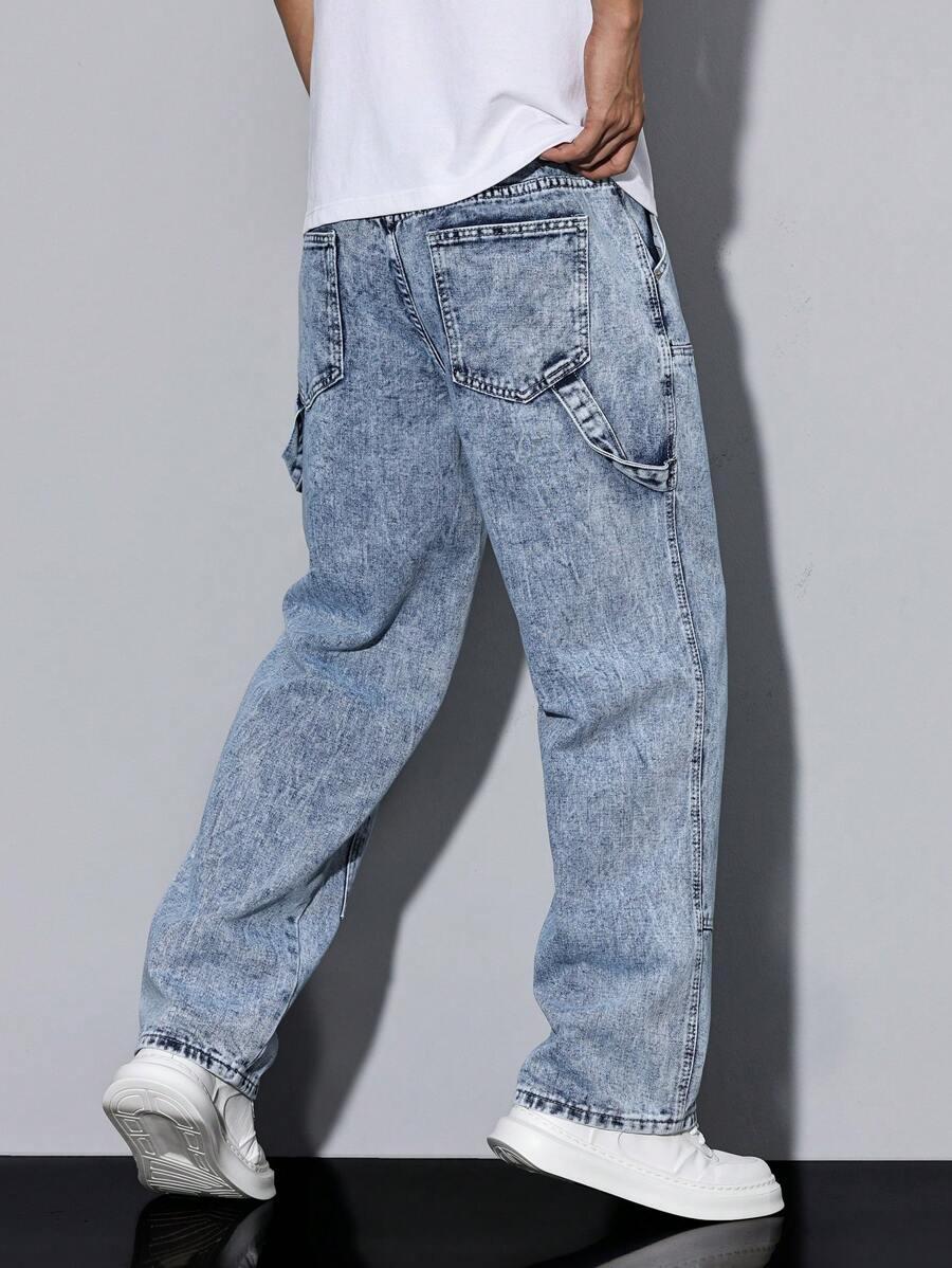 niebieskie spodnie jeans wide leg