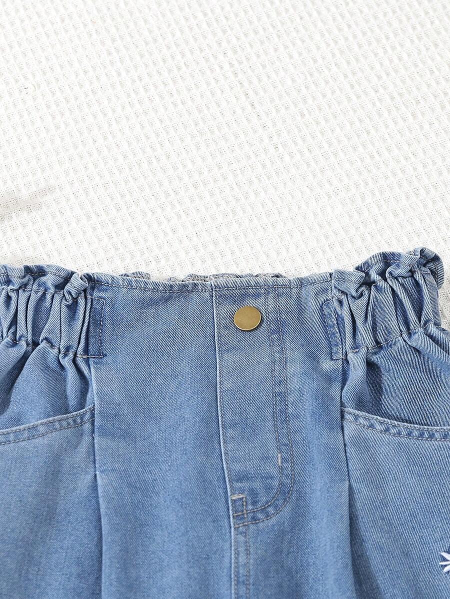 NIEBIESKIE SPODNIE JEANS paperbag haft