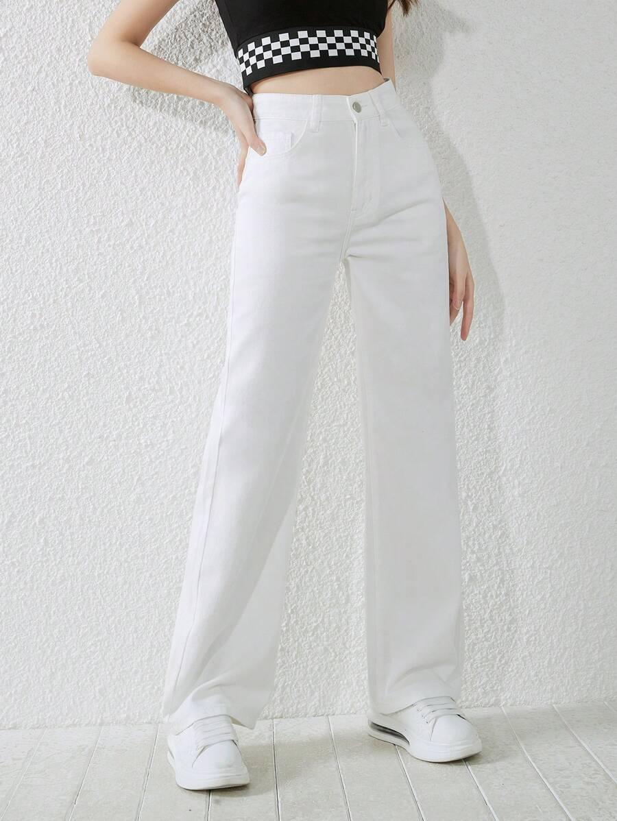 BIAŁE SPODNIE JEANS