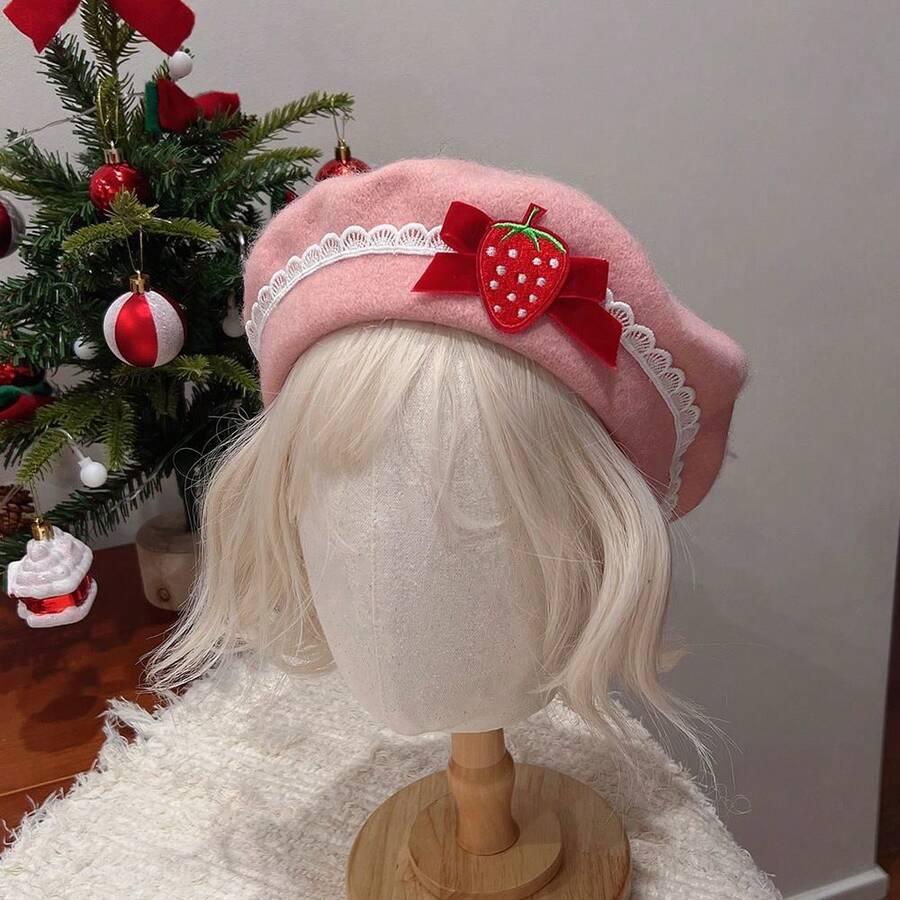 RÓŻOWY BERET TRUSKAWKA