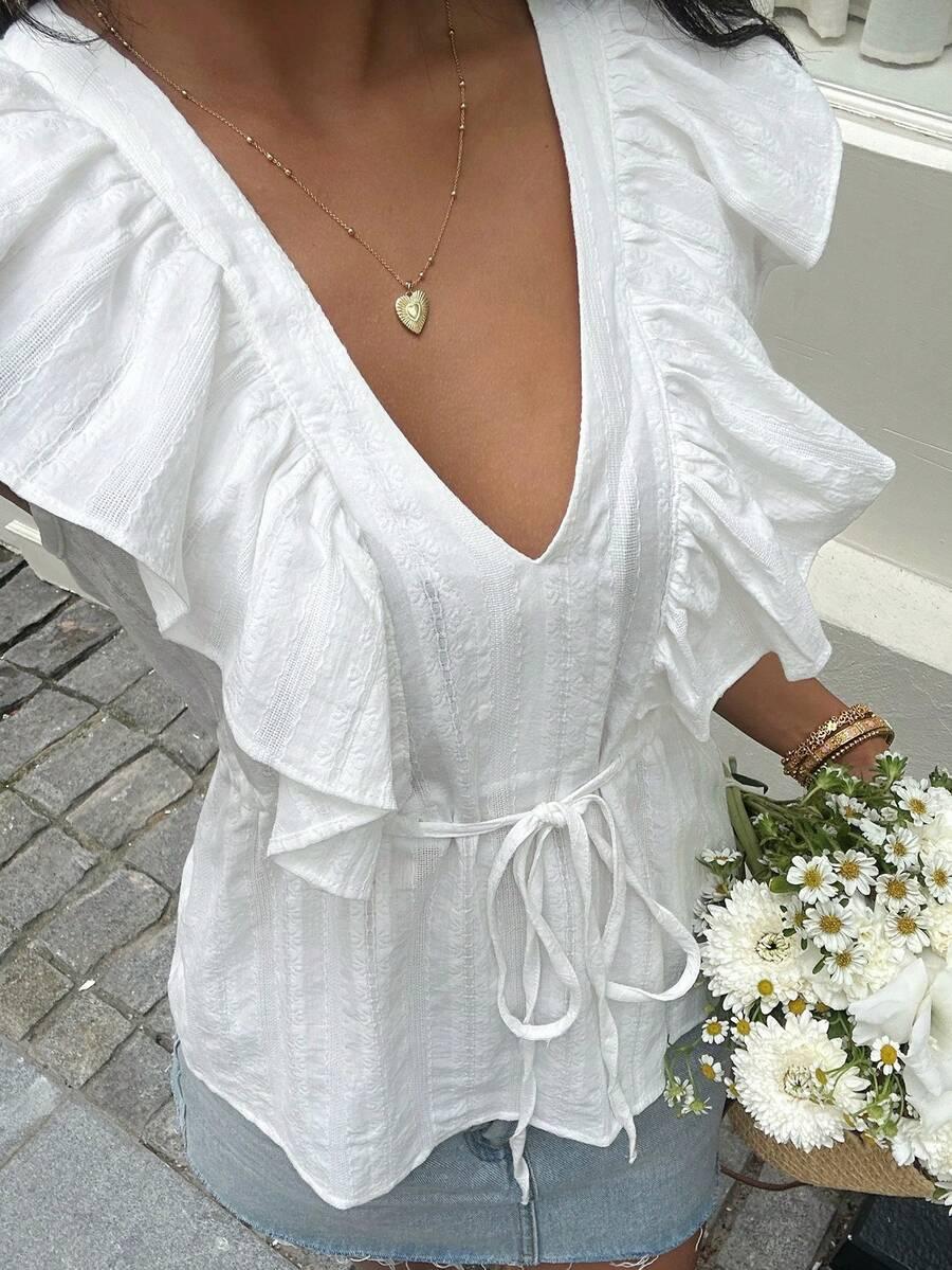biała bluzka v neck