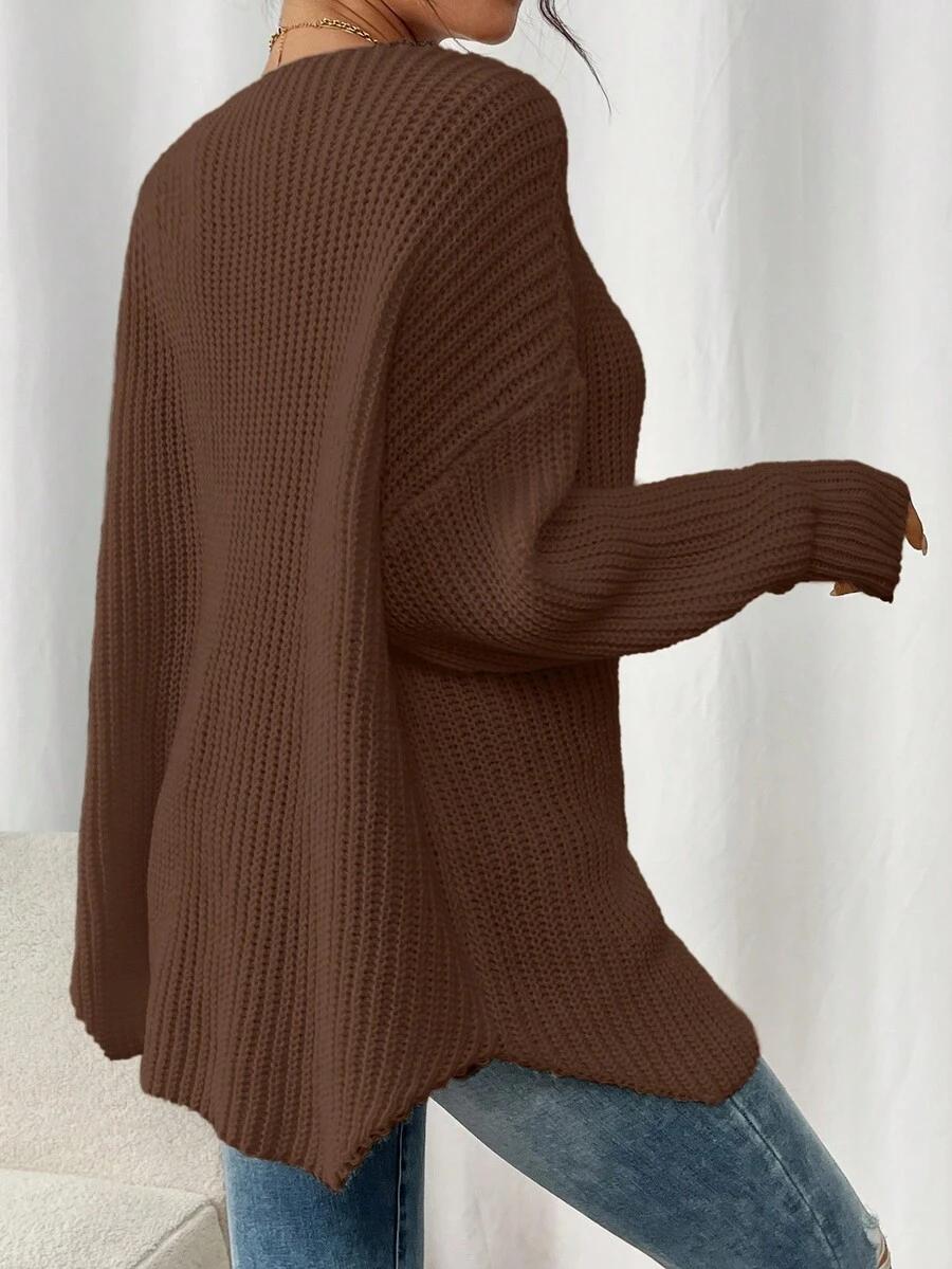 brązowy sweter długi rękaw