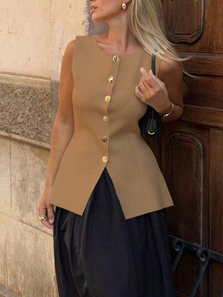 dzianinowy top guziki