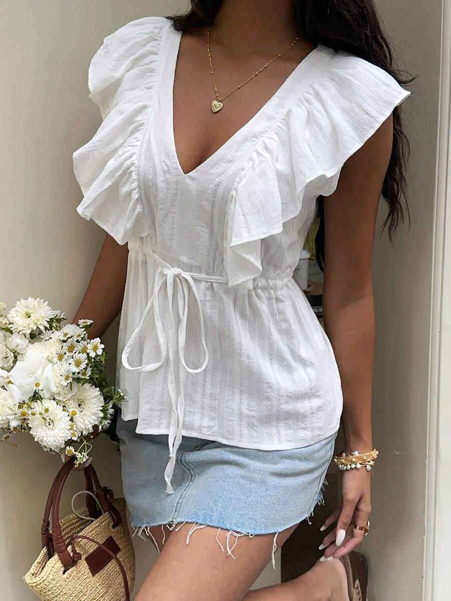 biała bluzka v neck