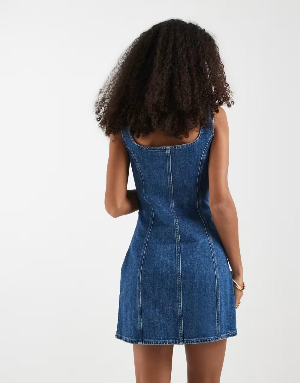 NIEBIESKA MINI SUKIENKA JEANS ZAMEK