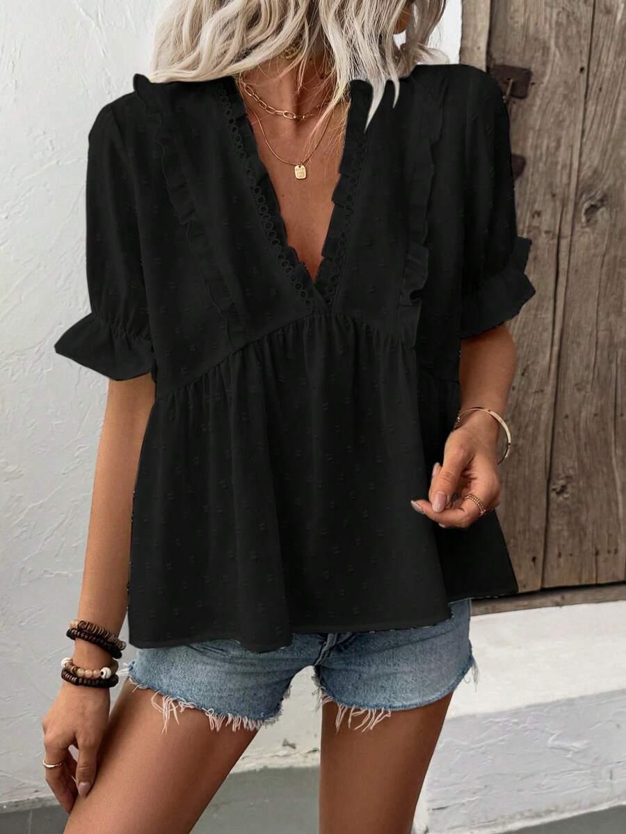CZARNA BLUZKA V NECK