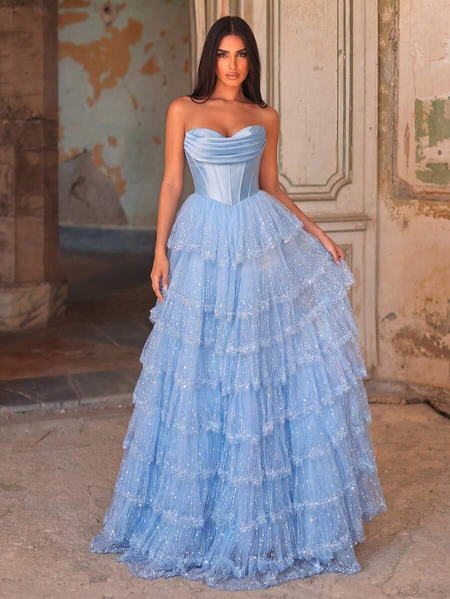 niebieska maxi sukienka