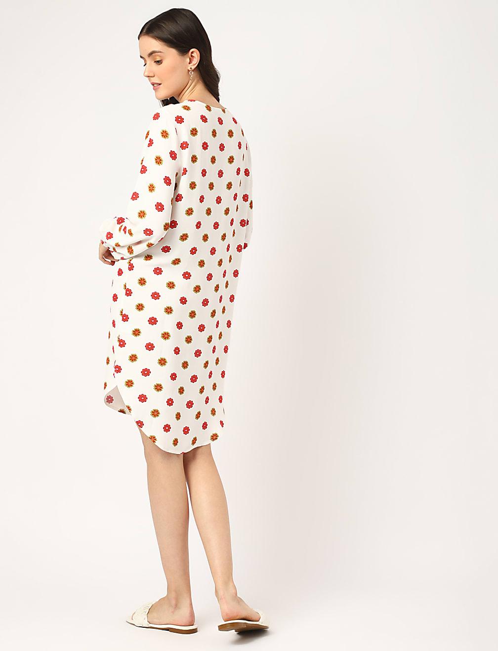 sukienka długi rękaw print T42-6249K-Y8